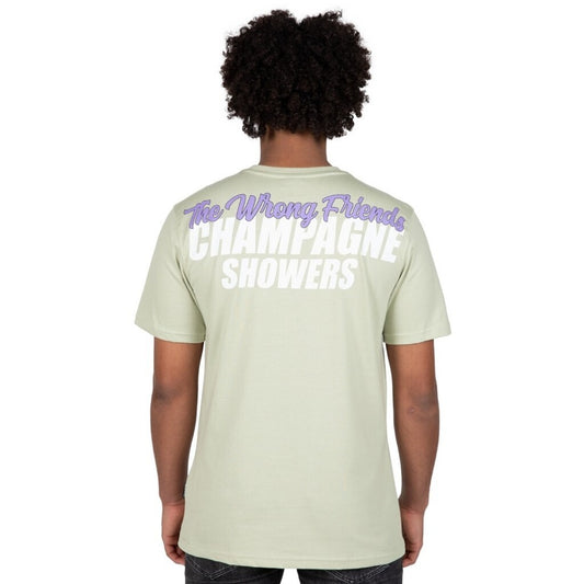 WRONG FRIENDS CHAMPAGNE SHOWERS T-SHIRT T-SHIRTS LIGHT GREEN