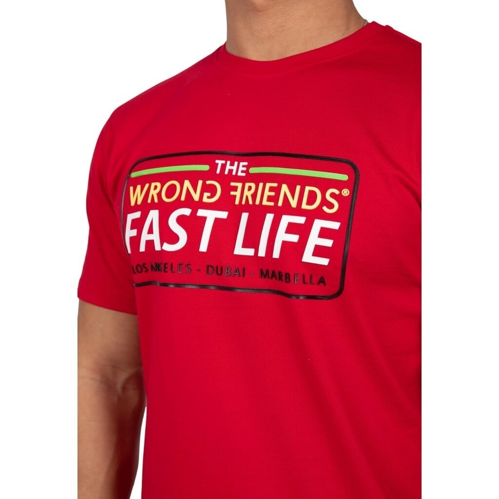 WRONG FRIENDS FAST LIFE T-SHIRT T-SHIRTS RED