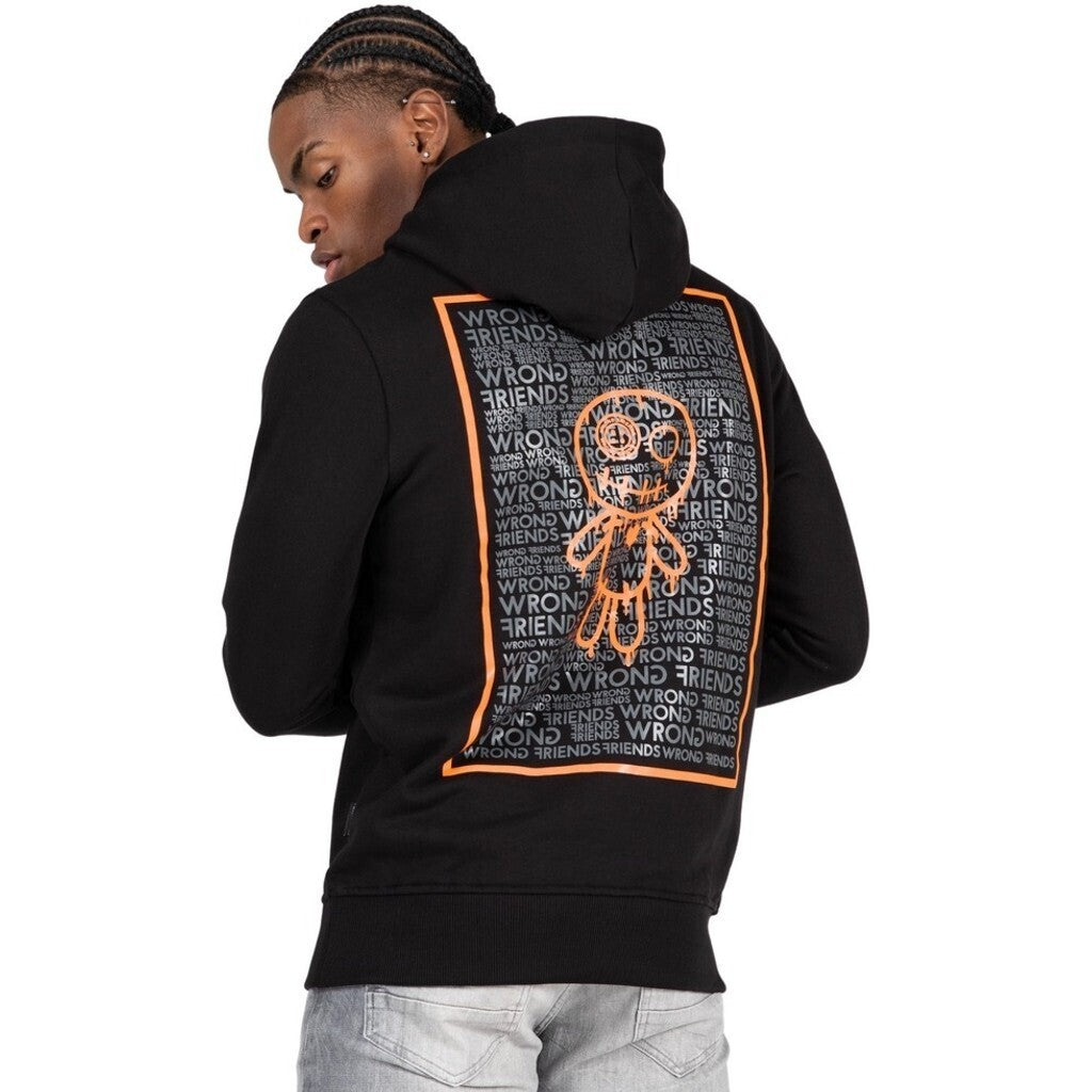 LUCCA HOODIE BLACK ORANGE WRONG FRIENDS