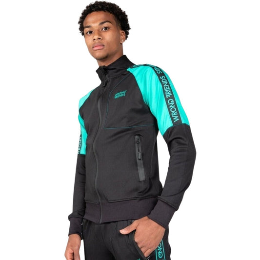 WRONG FRIENDS LYON TRACK JACKET JACKETS BLACK/TURQUOISE