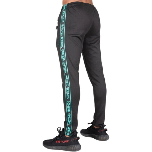 WRONG FRIENDS LYON TRACK PANTS PANTS BLACK/TURQUOISE