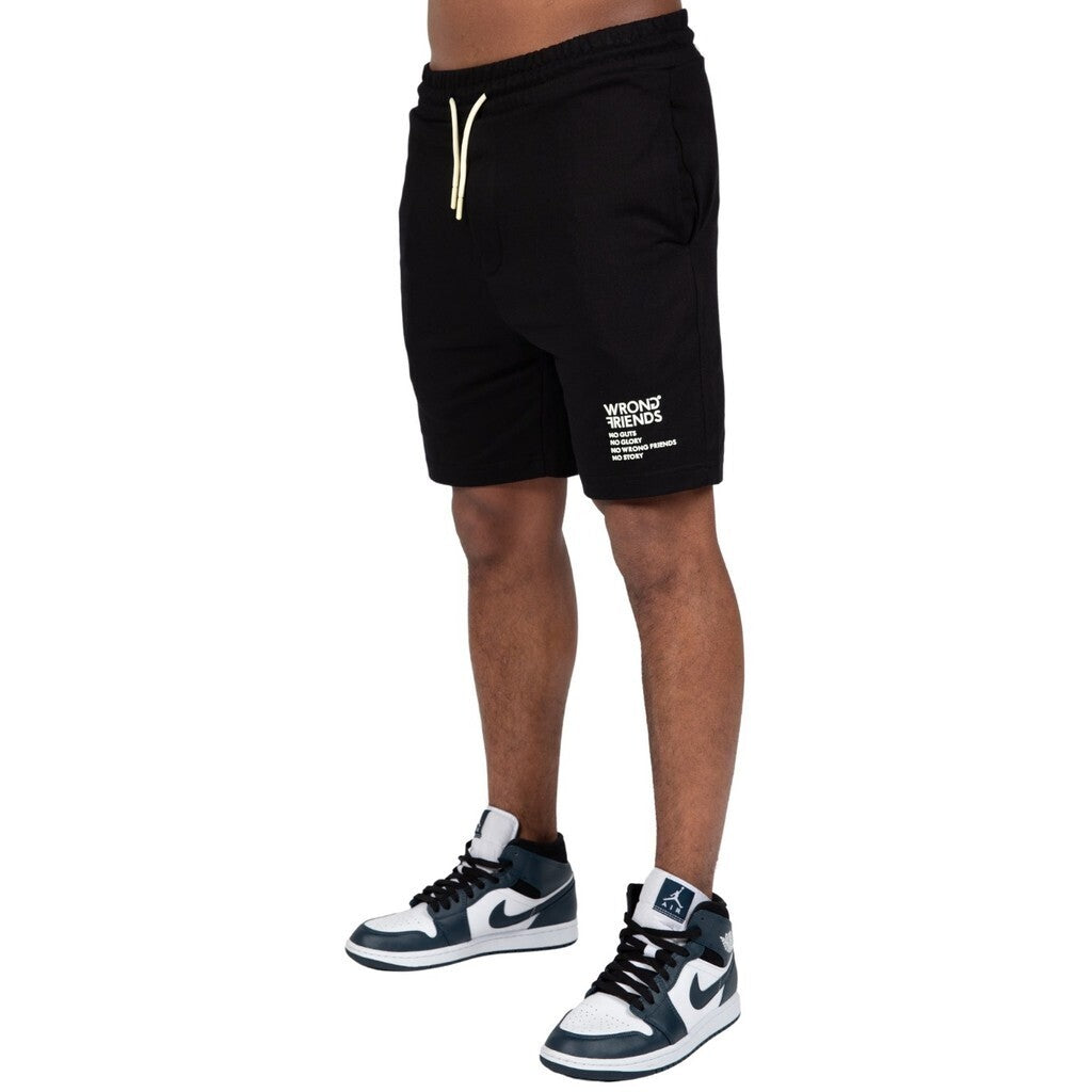 WRONG FRIENDS NO GUTS NO GLORY SHORTS SHORTS BLACK