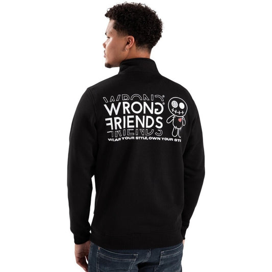 WRONG FRIENDS VICHY HALF ZIP SWEATER SWEATERS BLACK