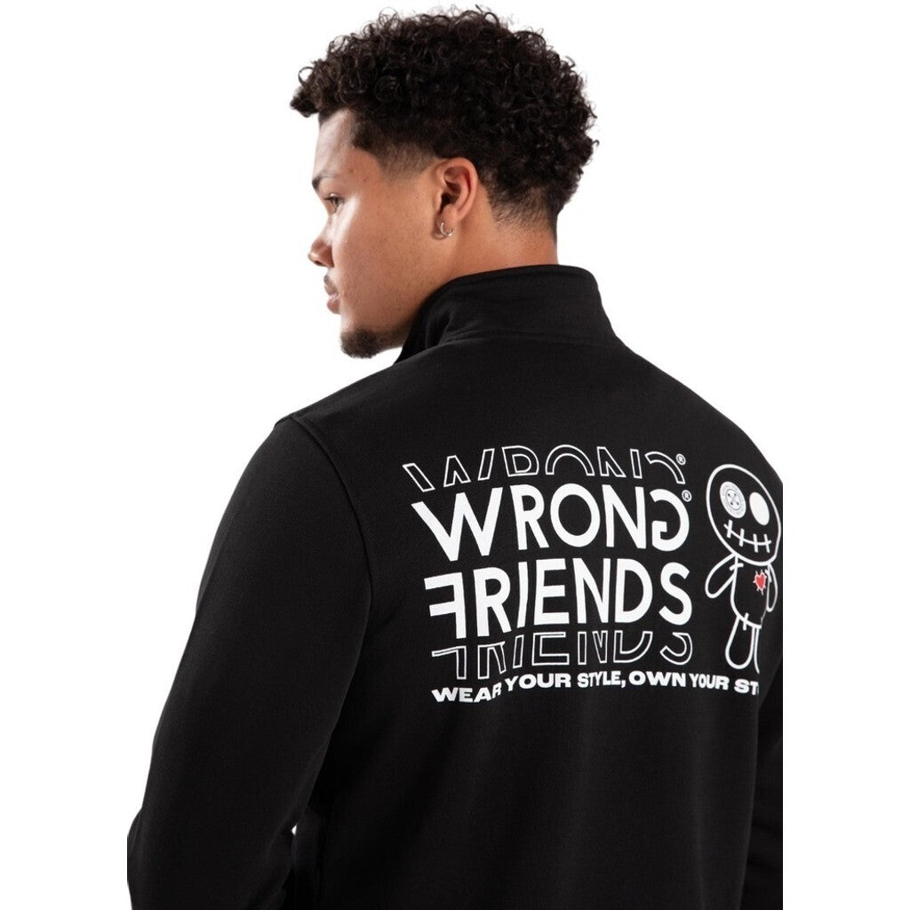 WRONG FRIENDS VICHY HALF ZIP SWEATER SWEATERS BLACK