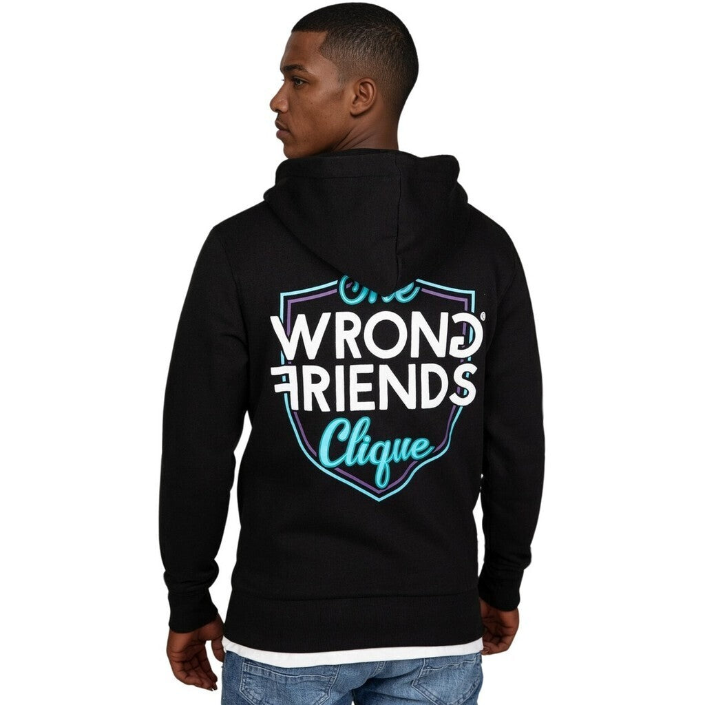 WRONG FRIENDS WF CLIQUE ZIPPED HOODIE HOODIES BLACK