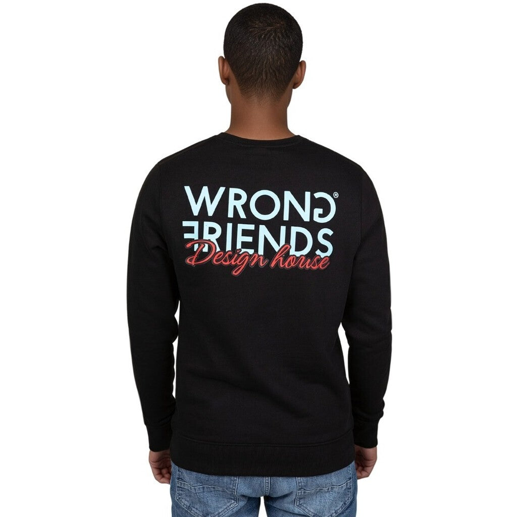 WRONG FRIENDS WF DESIGN HOUSE SWEATER SWEATERS BLACK